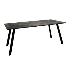 eettafel zwart hout stalen onderstel