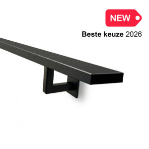 Stalen trapleuning rechthoek plat 40 x 8 mm zwart